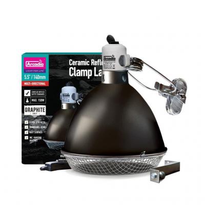 Arcadia Graphite 5.5" Ceramic Reflector Clamp Lamp with Protective Cover (150 Watt Max)