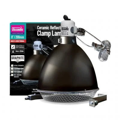 Arcadia Graphite 8" Ceramic Reflector Clamp Lamp with Protective Cover (150 Watt Max)